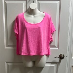 PINK size small Victoria's Secret Neon Pink Cropped loose fit Tee 3256